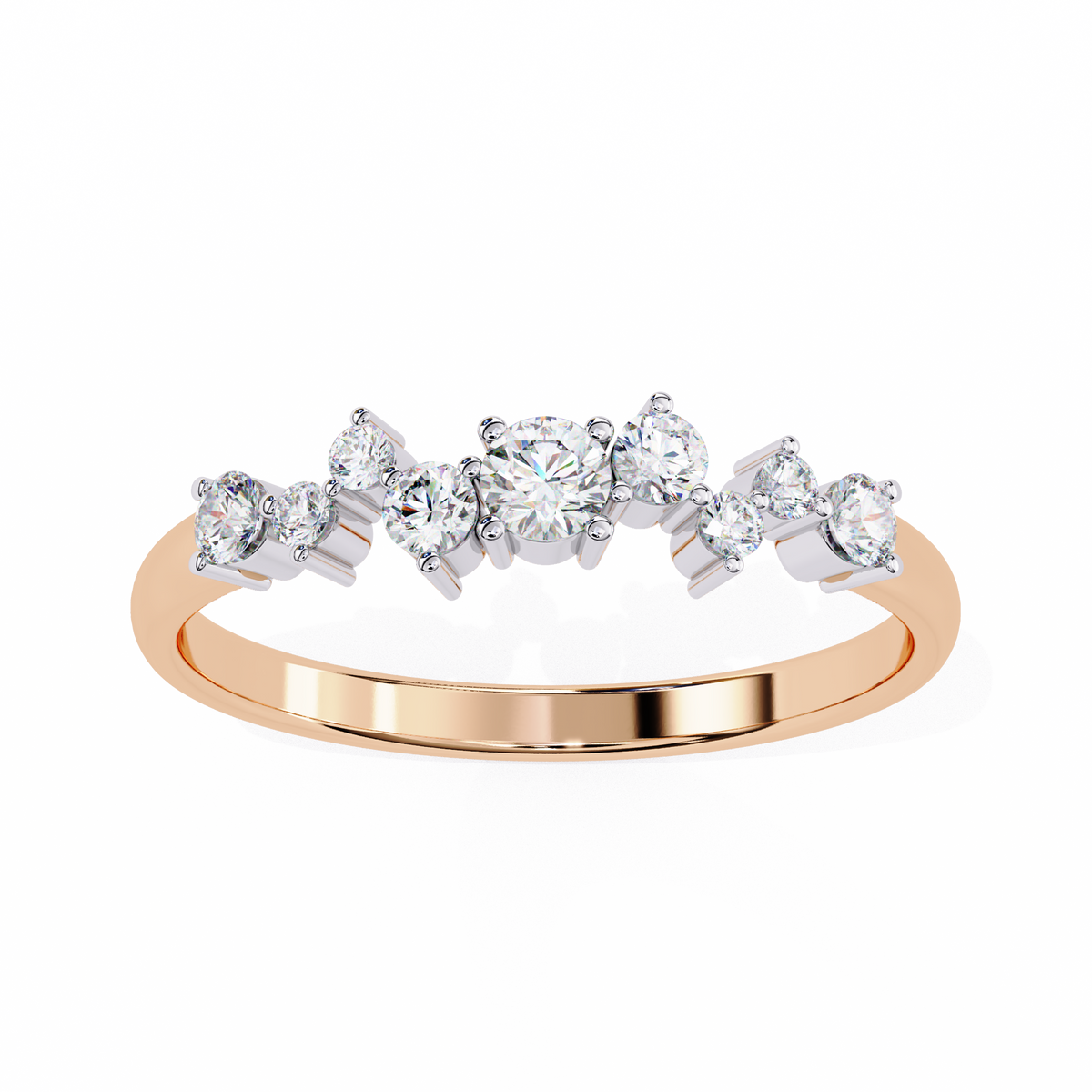 Reverra 14K Cluster Diamond Band, Delicate Modern Sparkle, CTTW-0.27