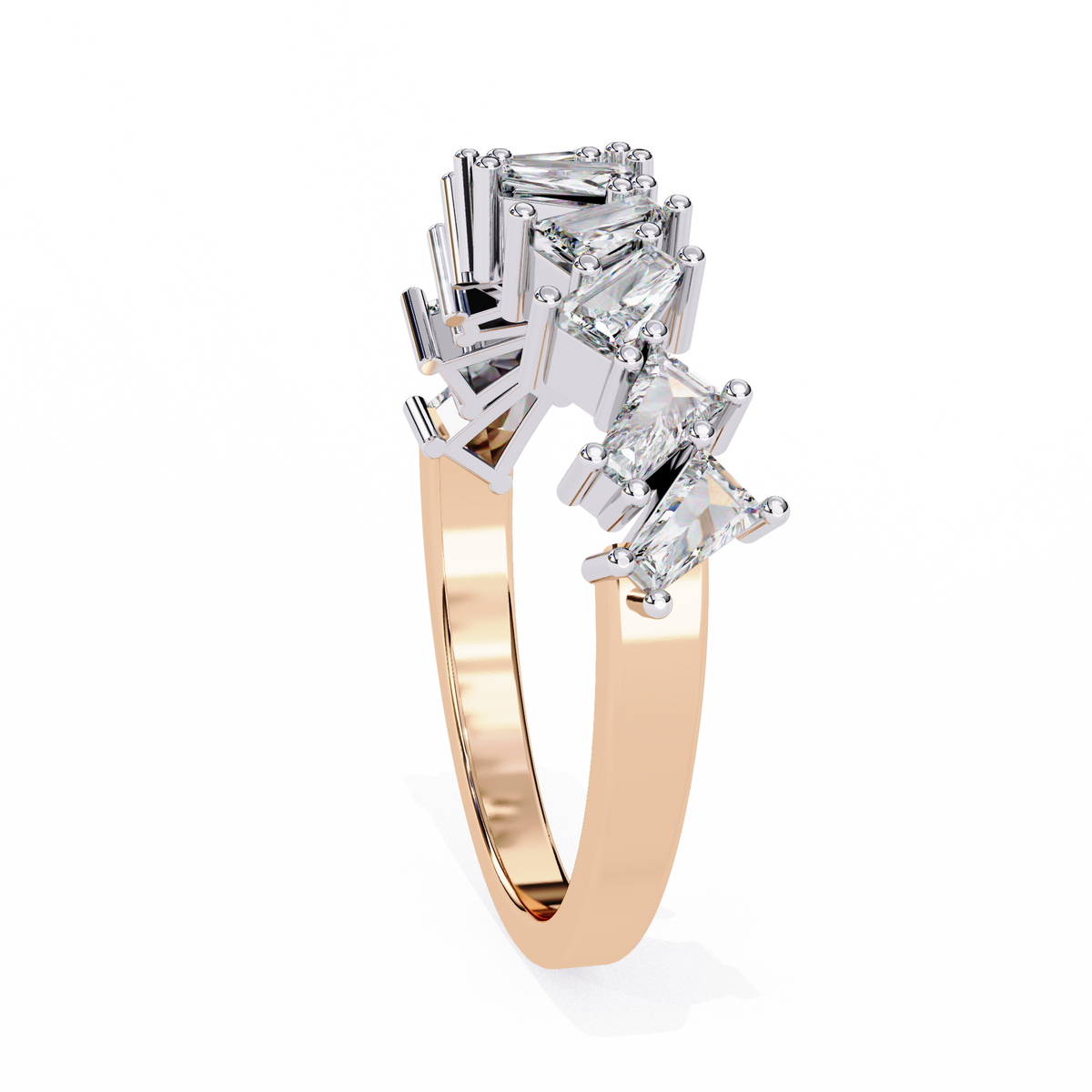 Reverra 14K Zigzag Baguette & Trillion Diamond Band, Modern Luxe Design, CTTW-0.56