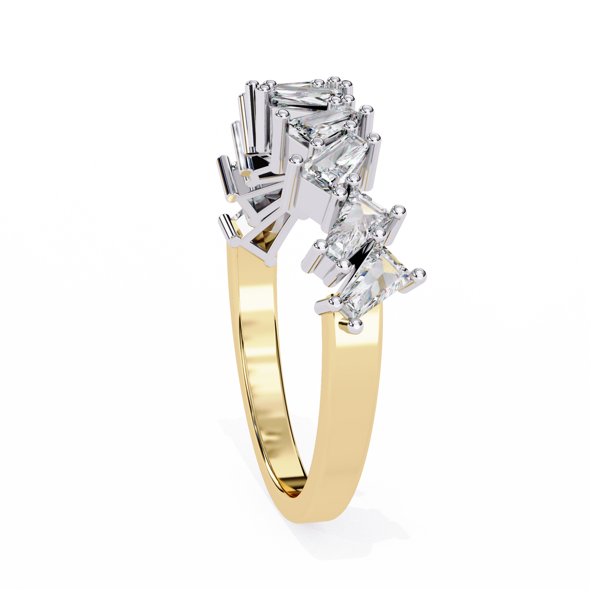 Reverra 14K Zigzag Baguette & Trillion Diamond Band, Modern Luxe Design, CTTW-0.56