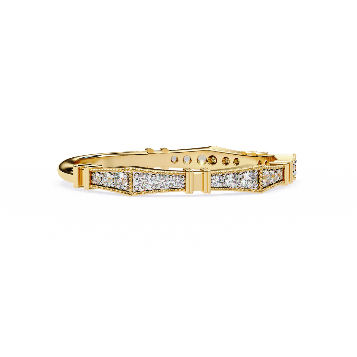 Reverra 14K Art Deco Diamond Band, Vintage-Inspired Brilliance, CTTW-0.16