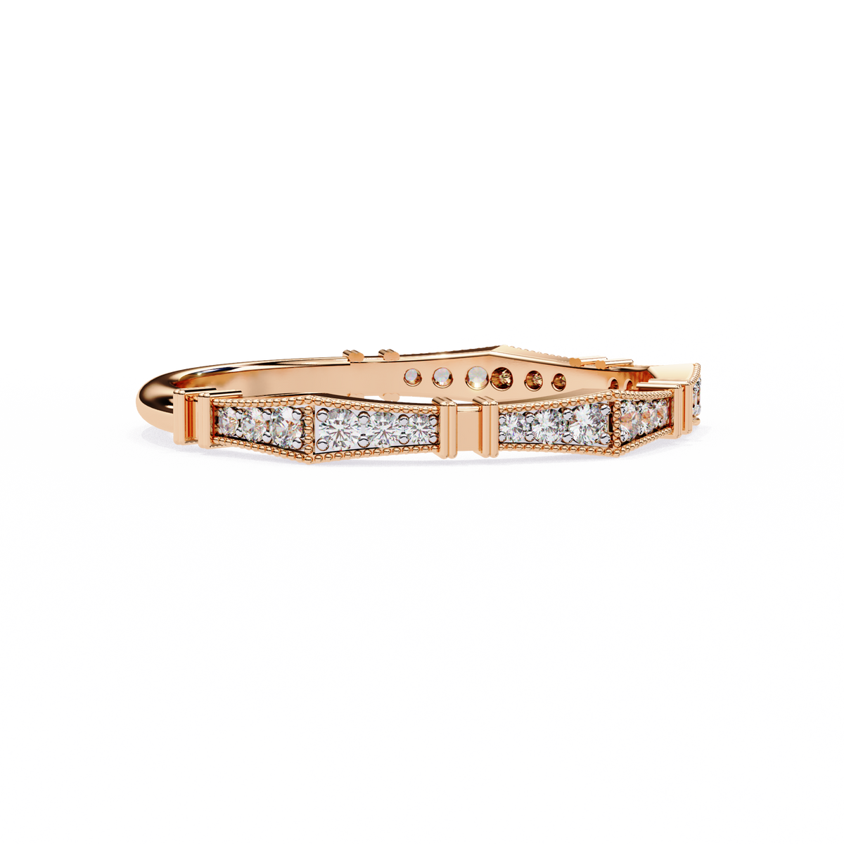 Reverra 14K Art Deco Diamond Band, Vintage-Inspired Brilliance, CTTW-0.16