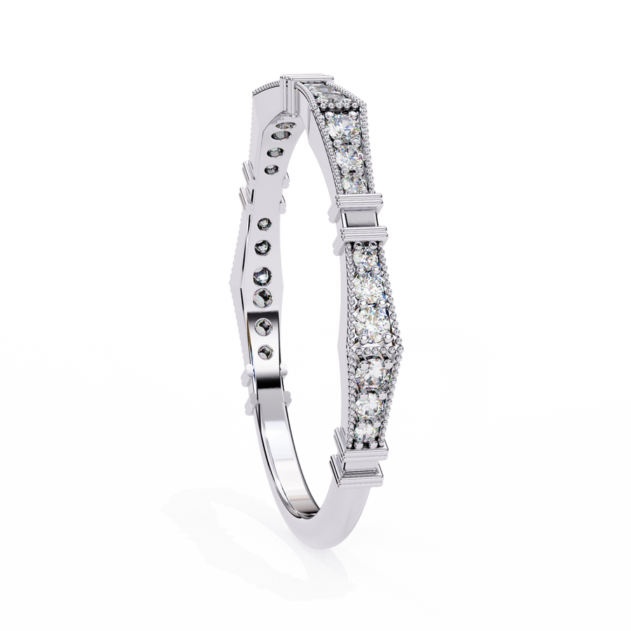 Reverra 14K Gold Art Deco Lab Grown Diamond Vintage-Inspired Brilliance Half Eternity Band for Women, CTTW-0.16