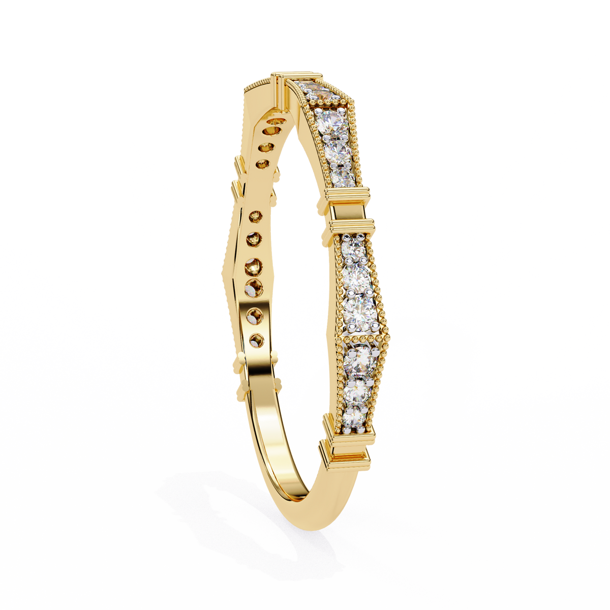 Reverra 14K Art Deco Diamond Band, Vintage-Inspired Brilliance, CTTW-0.16