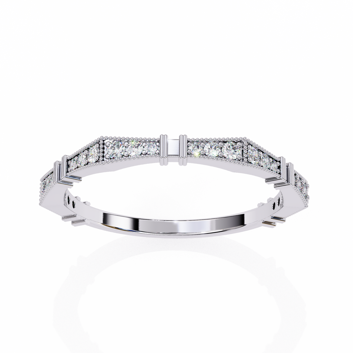 Reverra 14K Art Deco Diamond Band, Vintage-Inspired Brilliance, CTTW-0.16