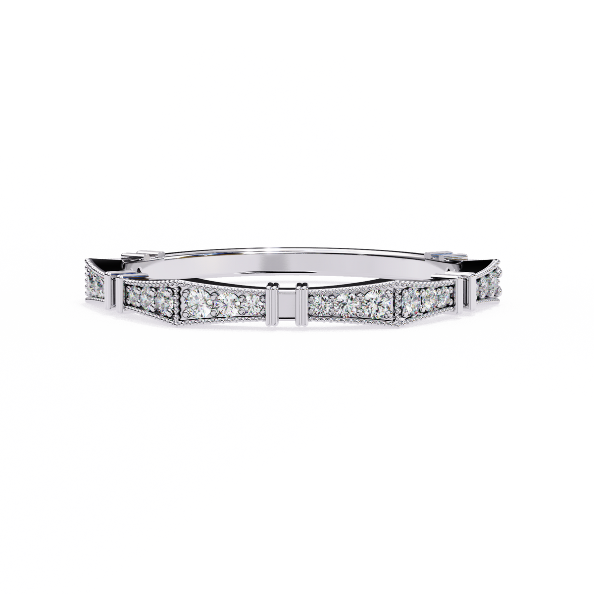 Reverra 14K Art Deco Diamond Band, Vintage-Inspired Brilliance, CTTW-0.16