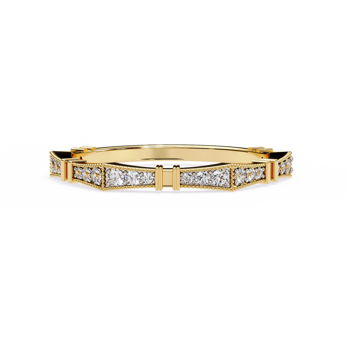 Reverra 14K Art Deco Diamond Band, Vintage-Inspired Brilliance, CTTW-0.16