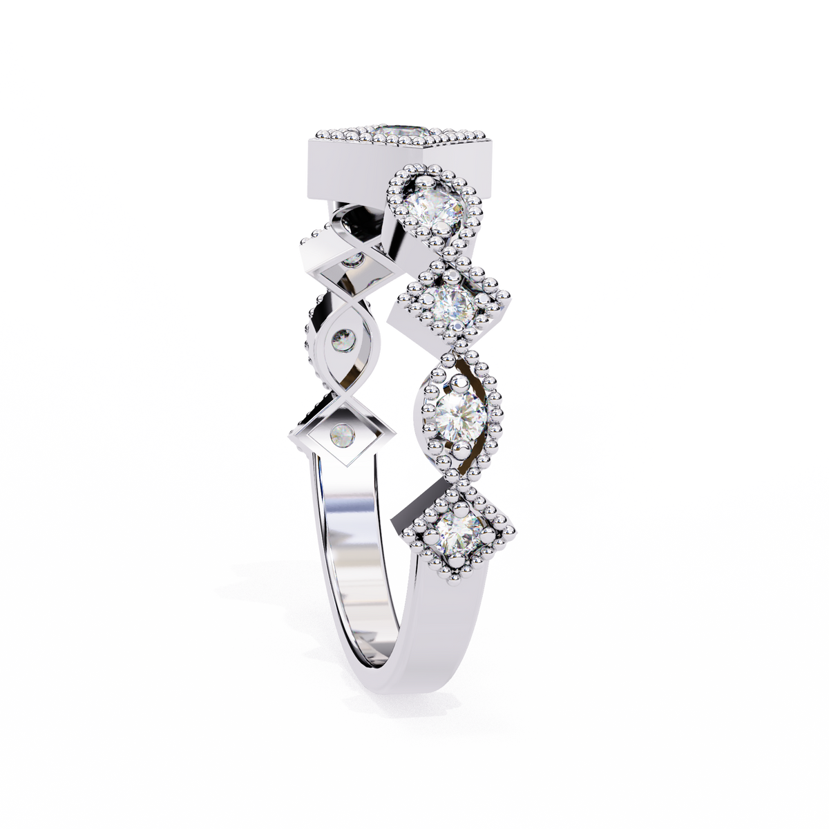 Reverra 14K Vintage Crown Diamond Band, Royal Elegance, CTTW-0.332