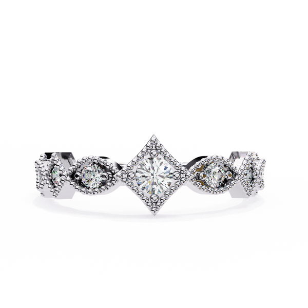 Reverra 14K Gold Round Lab Grown Diamond Vintage Crown Half Eternity Band for Women, CTTW-0.33