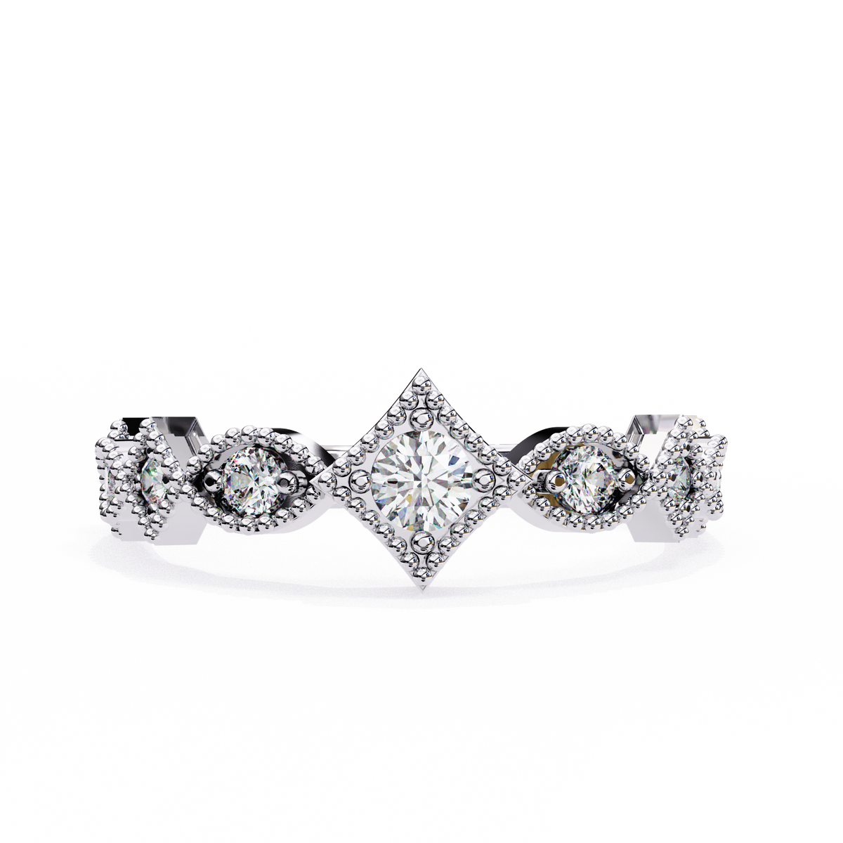 Reverra 14K Vintage Crown Diamond Band, Royal Elegance, CTTW-0.332