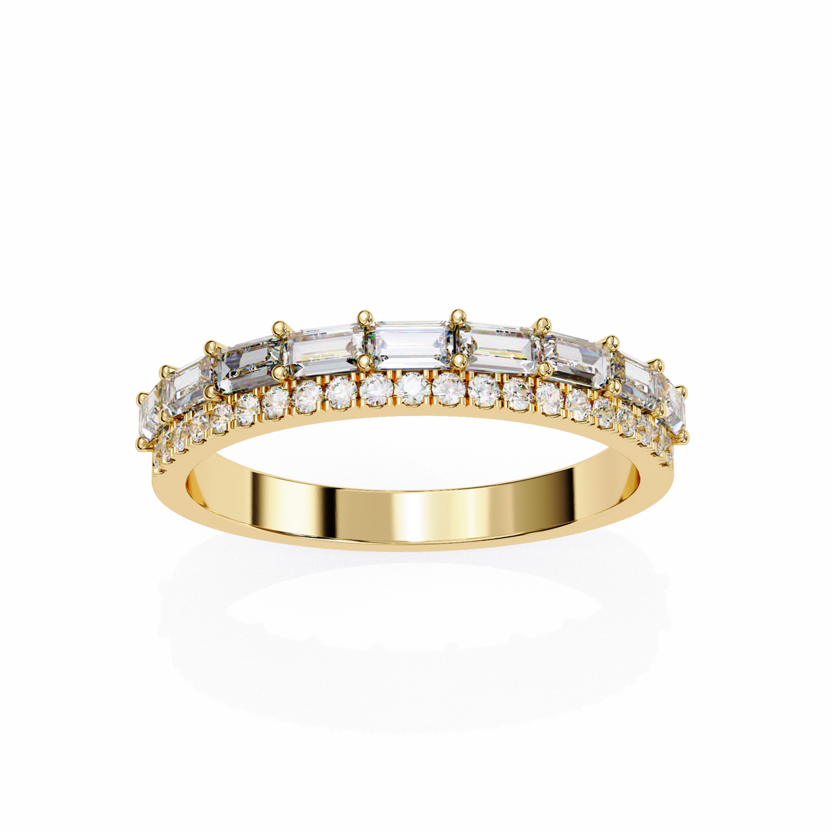 Reverra 14K Baguette & Round Diamond Band, Double Row Radiance, CTTW-0.68