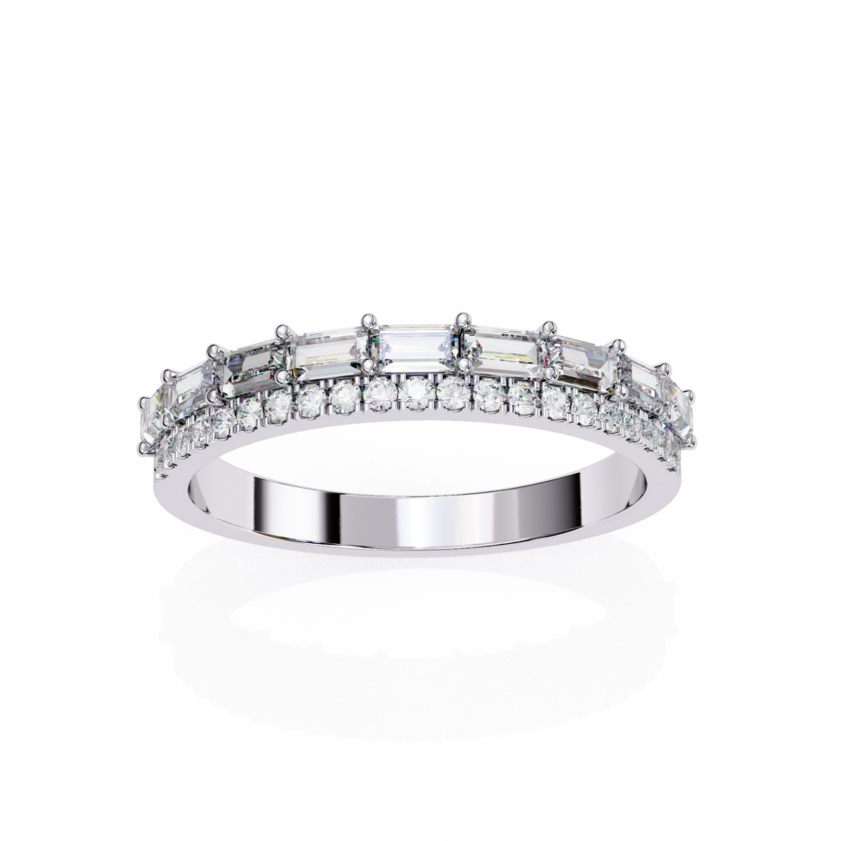 Reverra 14K Baguette & Round Diamond Band, Double Row Radiance, CTTW-0.68