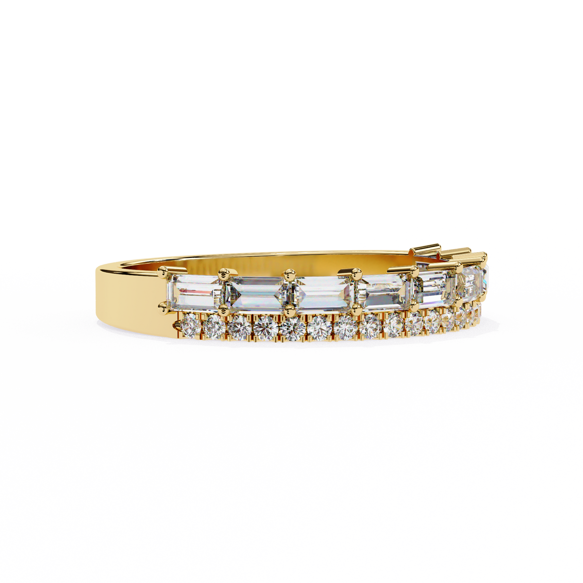 Reverra 14K Baguette & Round Diamond Band, Double Row Radiance, CTTW-0.68