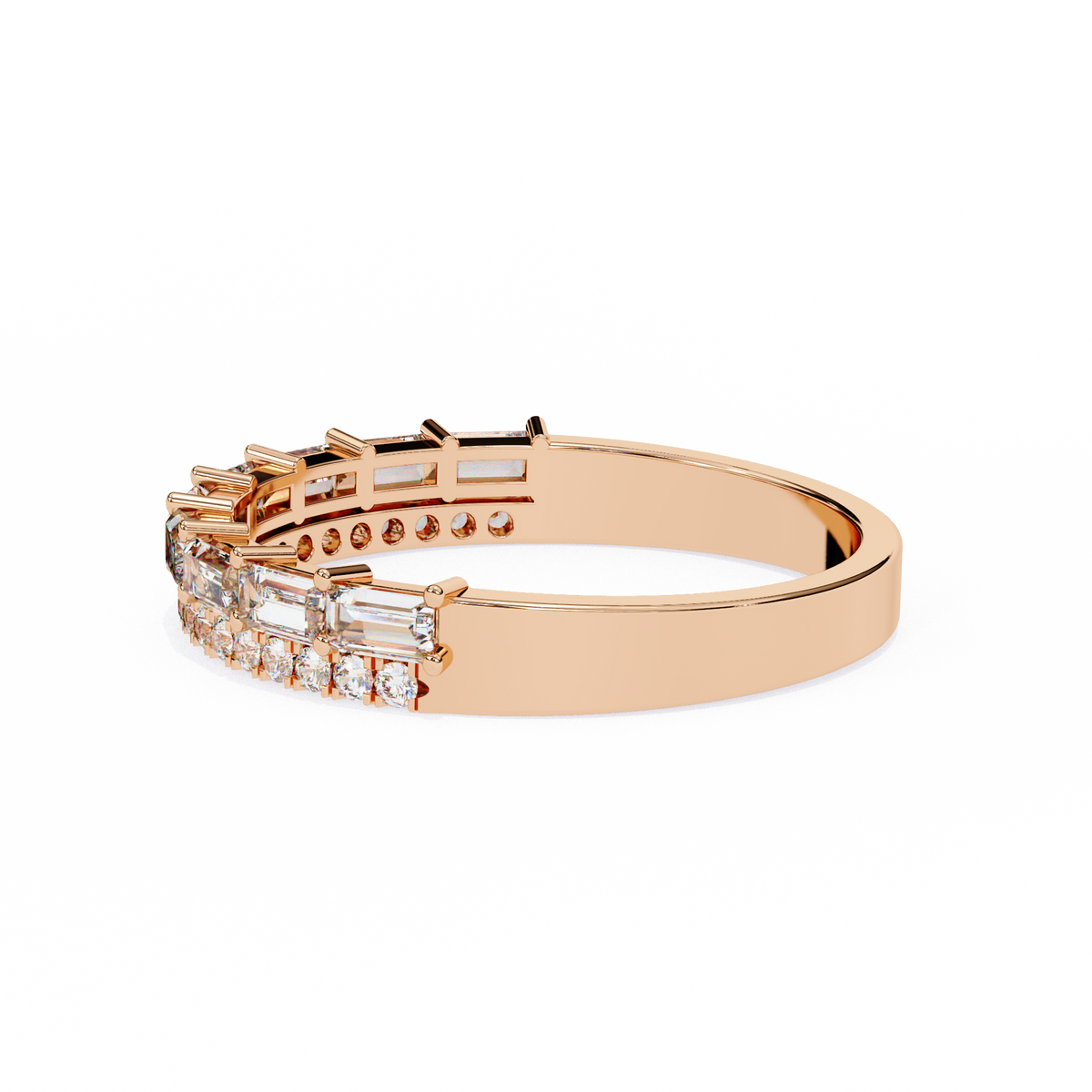 Reverra 14K Baguette & Round Diamond Band, Double Row Radiance, CTTW-0.68