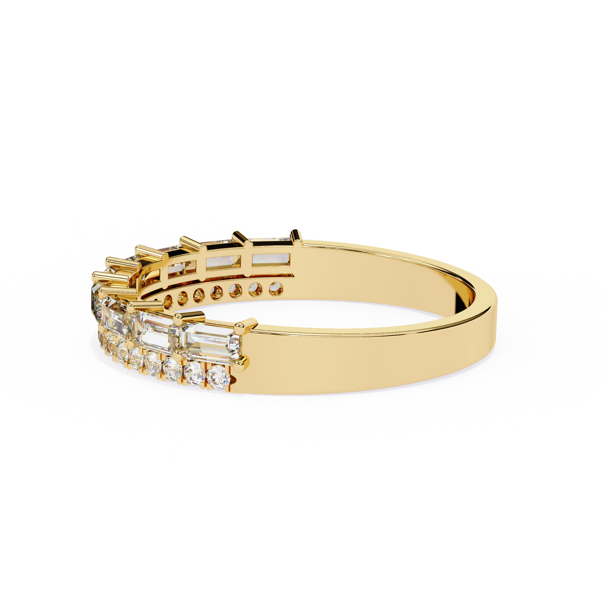 Reverra 14K Baguette & Round Diamond Band, Double Row Radiance, CTTW-0.68