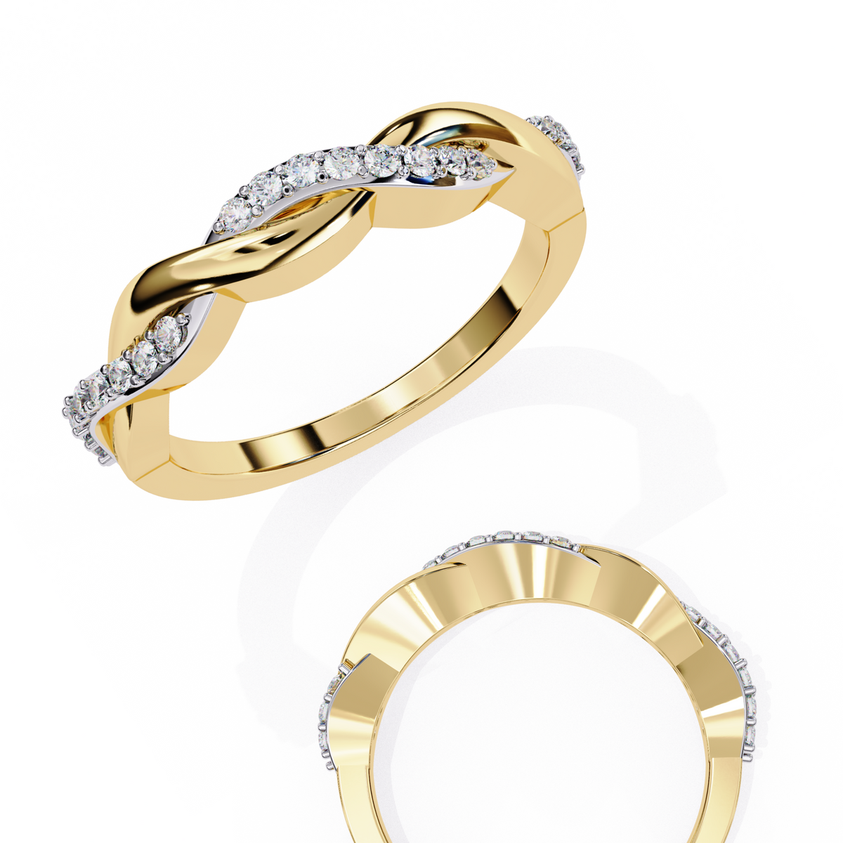 Reverra 14K Twisted Diamond Band, Infinity Weave Elegance, CTTW-0.16