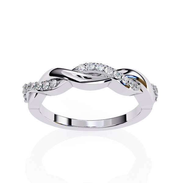 Reverra 14K Gold Round Lab Grown Diamond Twisted Infinity Weave Elegance Half Eternity Band for Women, CTTW-0.16