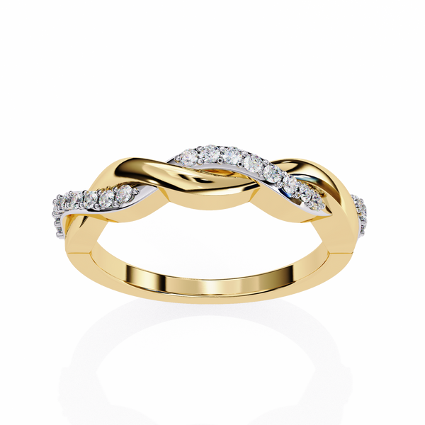 Reverra 14K Gold Round Lab Grown Diamond Twisted Infinity Weave Elegance Half Eternity Band for Women, CTTW-0.16