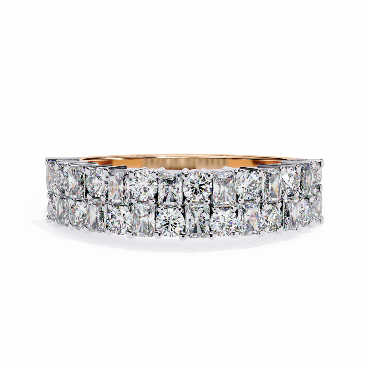 Reverra 14K Double Row Diamond Band, Radiant Brilliance, CTTW-1.14