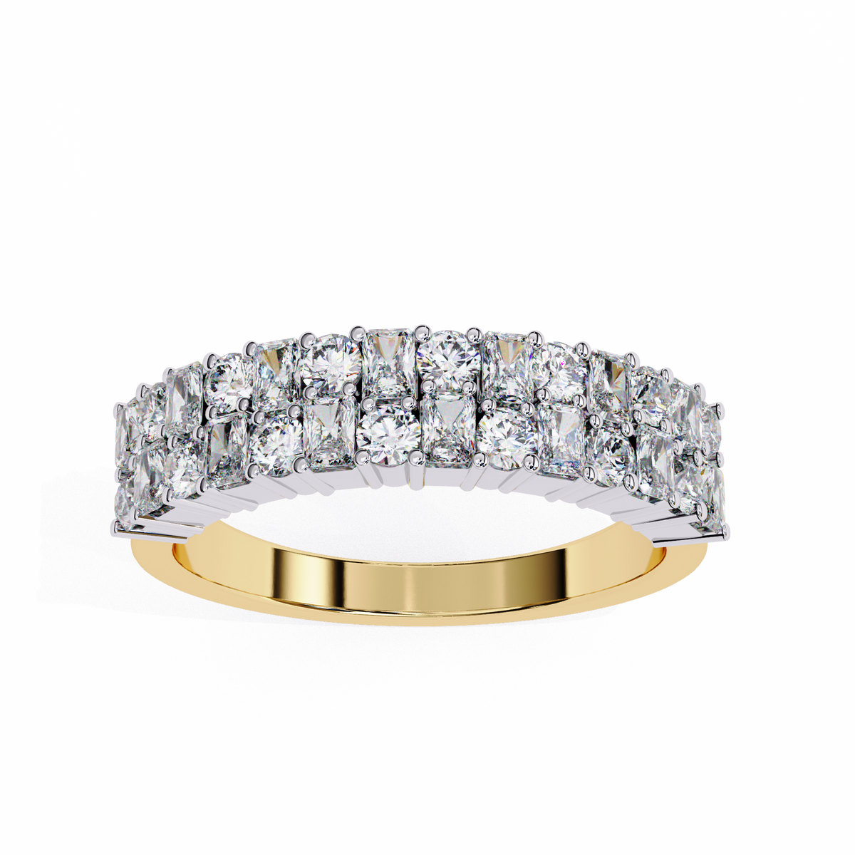 Reverra 14K Double Row Diamond Band, Radiant Brilliance, CTTW-1.14