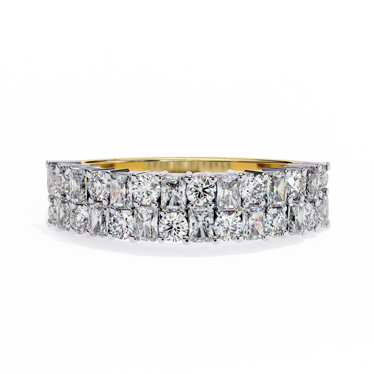 Reverra 14K Double Row Diamond Band, Radiant Brilliance, CTTW-1.14