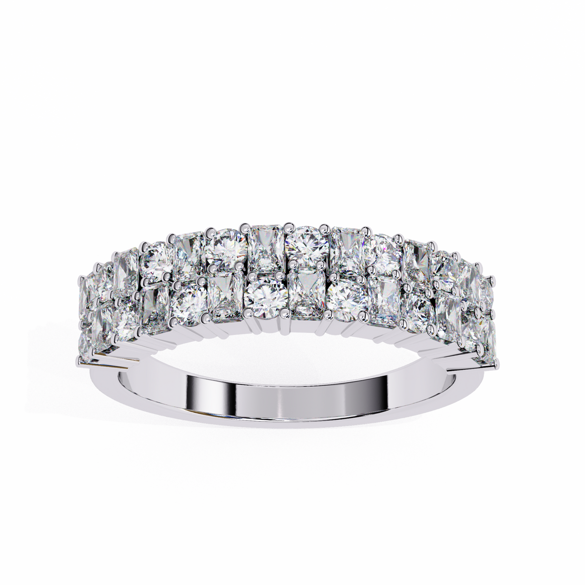 Reverra 14K Double Row Diamond Band, Radiant Brilliance, CTTW-1.14