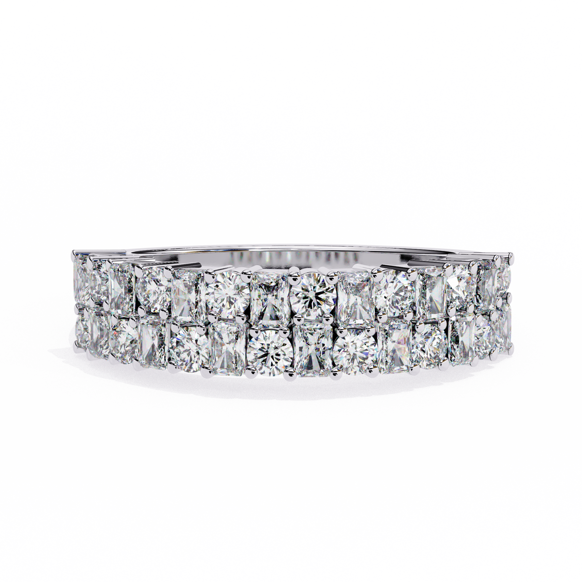 Reverra 14K Double Row Diamond Band, Radiant Brilliance, CTTW-1.14