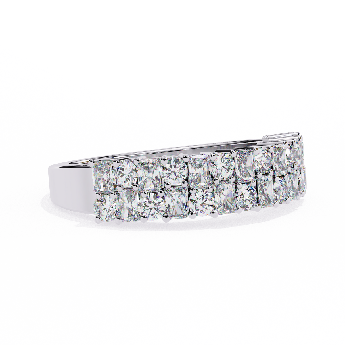 Reverra 14K Double Row Diamond Band, Radiant Brilliance, CTTW-1.14