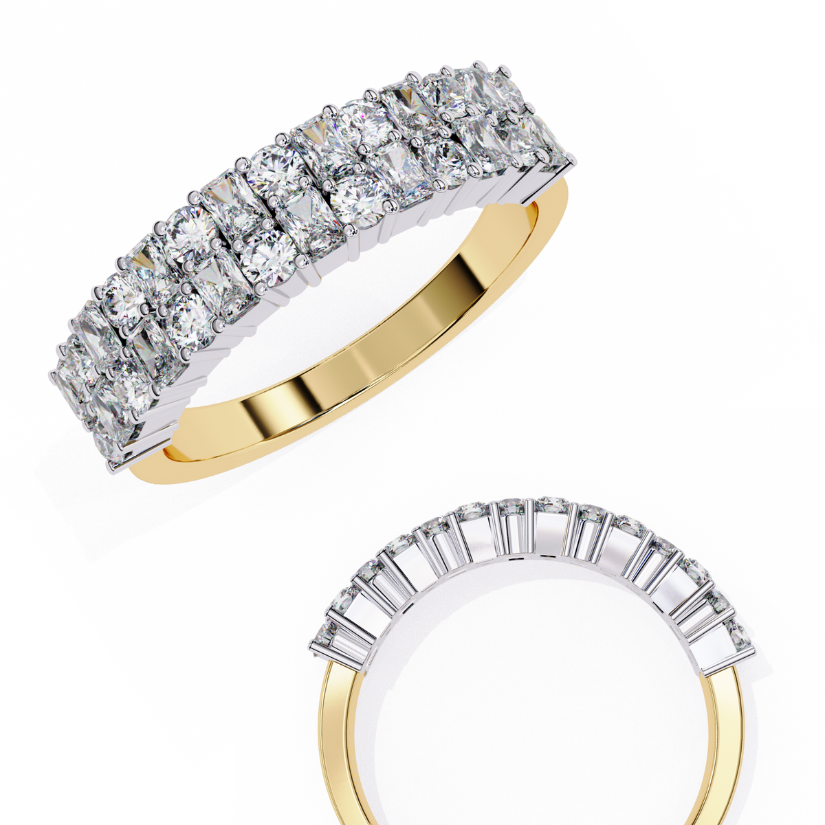 Reverra 14K Double Row Diamond Band, Radiant Brilliance, CTTW-1.14