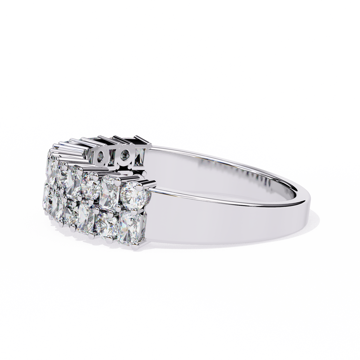 Reverra 14K Double Row Diamond Band, Radiant Brilliance, CTTW-1.14