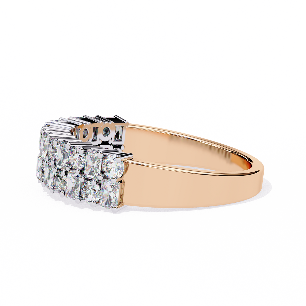 Reverra 14K Double Row Diamond Band, Radiant Brilliance, CTTW-1.14