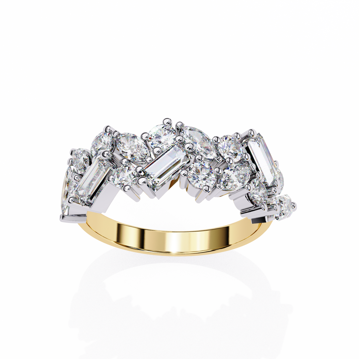 Reverra 14K Mixed Shape Diamond Band, Oval & Baguette Harmony, CTTW-1.64