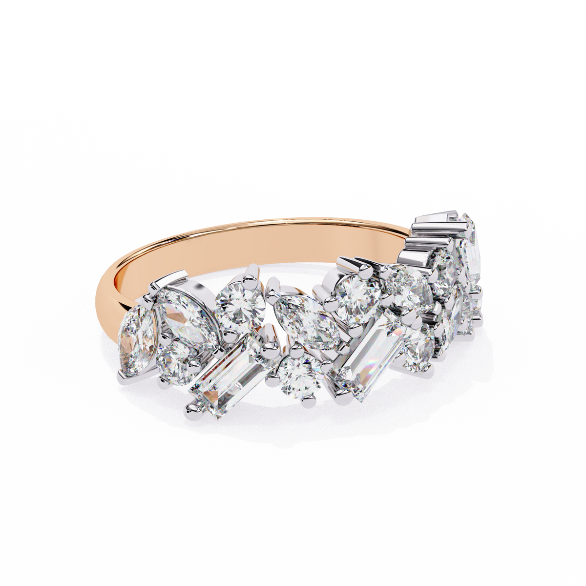 Reverra 14K Mixed Shape Diamond Band, Oval & Baguette Harmony, CTTW-1.64