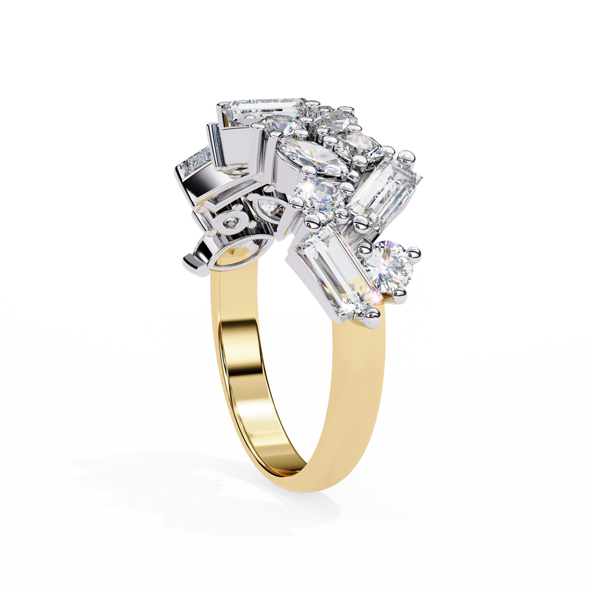 Reverra 14K Mixed Shape Diamond Band, Oval & Baguette Harmony, CTTW-1.64