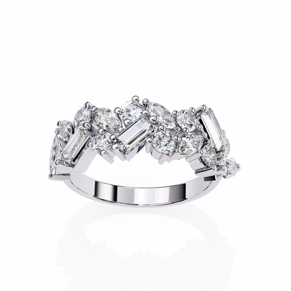 Reverra 14K Gold Mixed Shape Lab Grown Diamond Harmony Half Eternity Band for Women, CTTW-1.64