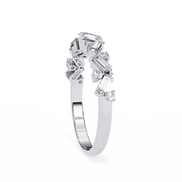 Reverra 14K Gold Baguette & Round Lab Grown Diamond Modern Elegance Half Eternity Band for Women, CTTW-0.54