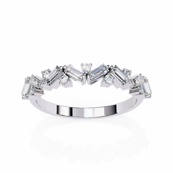 Reverra 14K Gold Baguette & Round Lab Grown Diamond Modern Elegance Half Eternity Band for Women, CTTW-0.54