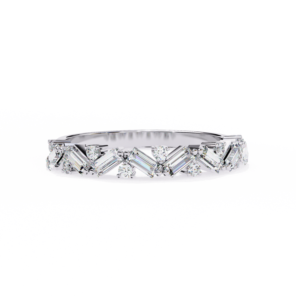 Reverra 14K Gold Baguette & Round Lab Grown Diamond Modern Elegance Half Eternity Band for Women, CTTW-0.54