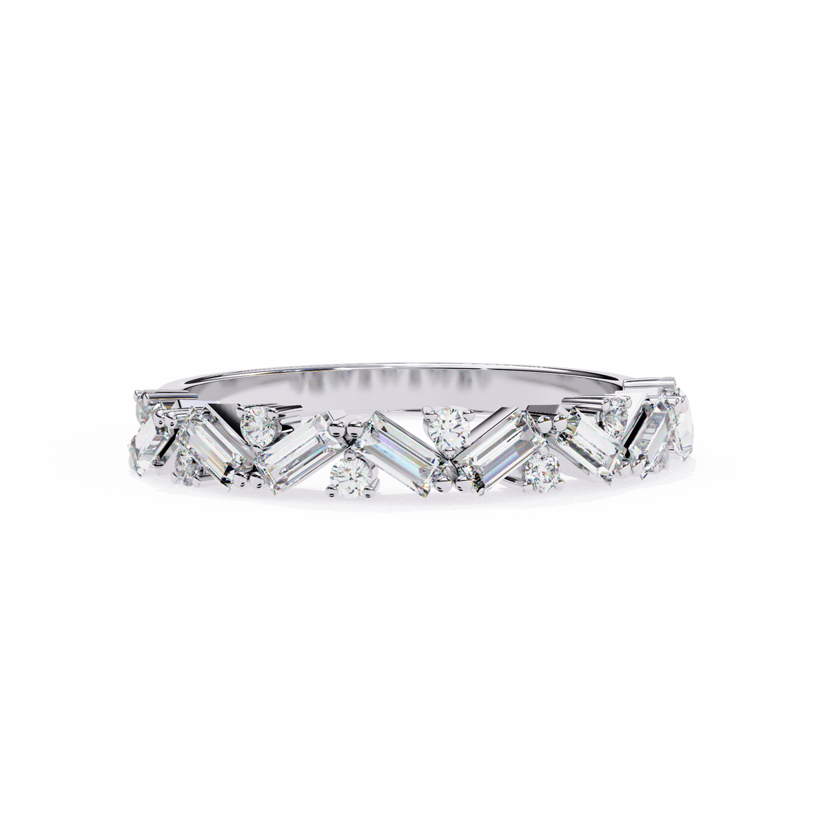 Reverra 14K Chevron Baguette & Round Diamond Band, Modern Elegance, CTTW-0.54