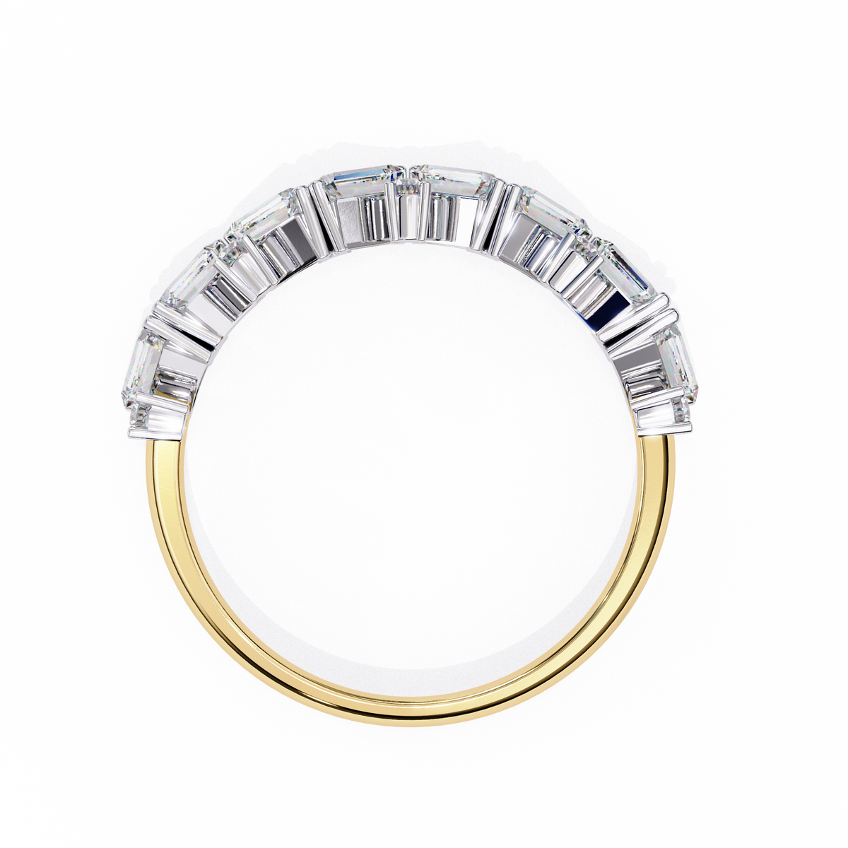 Reverra 14K Chevron Baguette & Round Diamond Band, Modern Elegance, CTTW-0.54