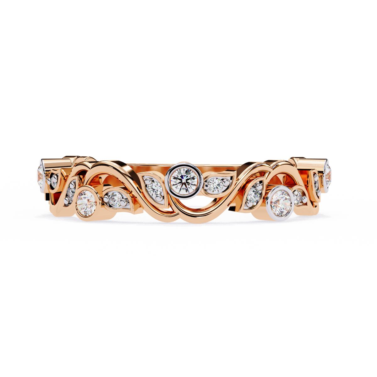 Reverra 14K Vine Leaf Diamond Eternity Band, CTTW-0.17