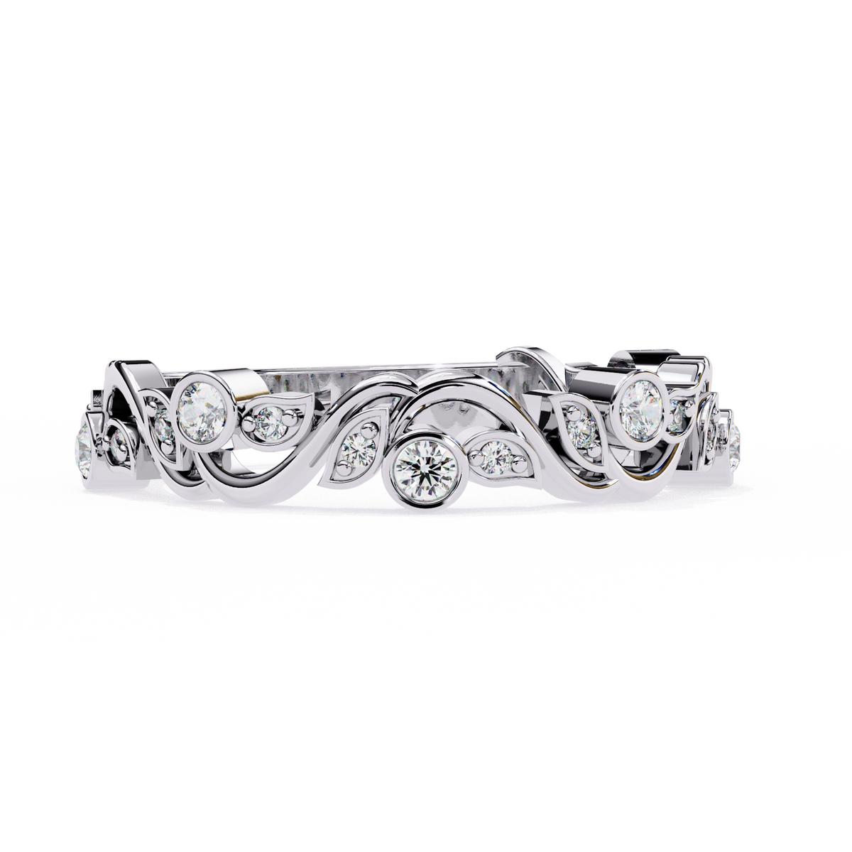 Reverra 14K Vine Leaf Diamond Eternity Band, CTTW-0.17