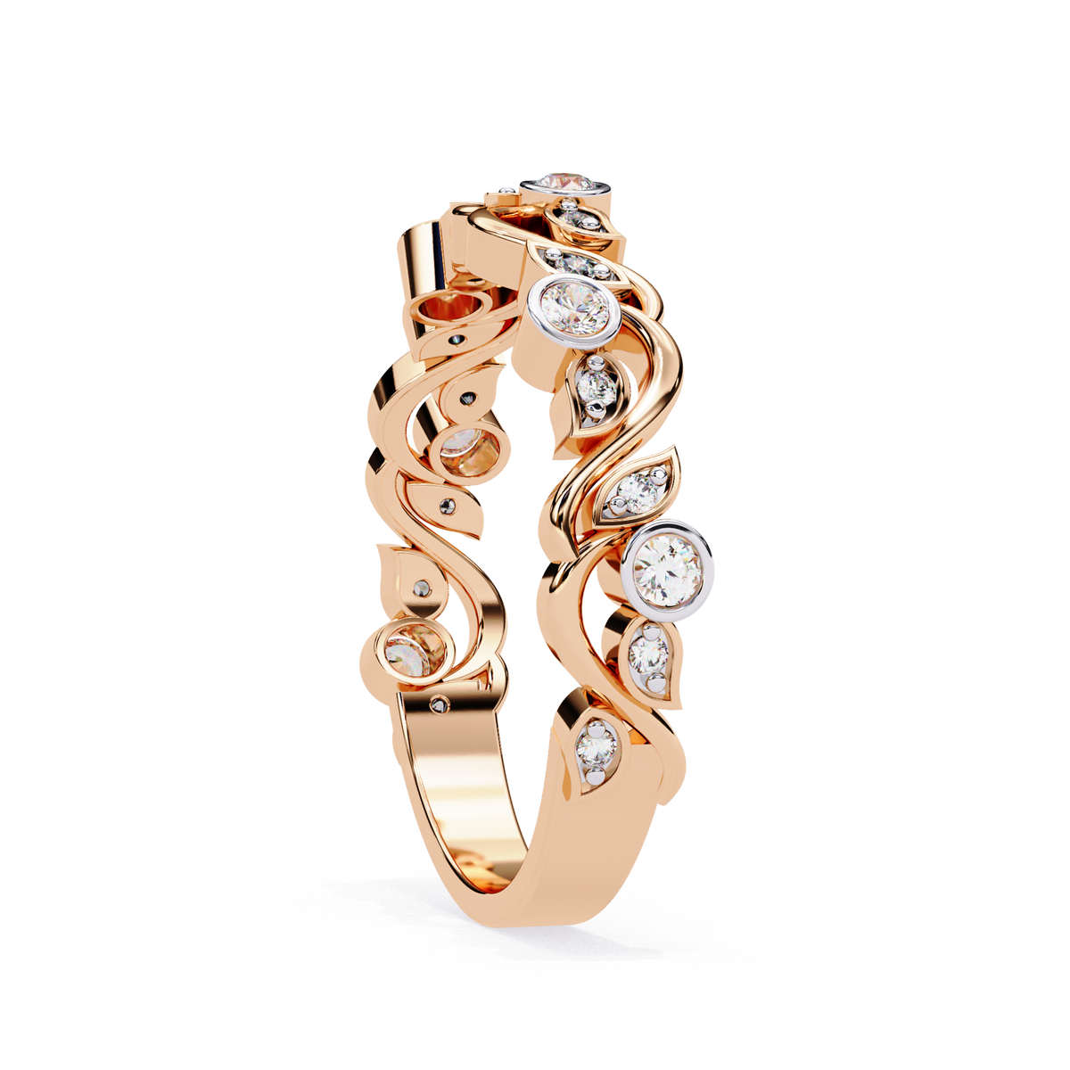 Reverra 14K Vine Leaf Diamond Eternity Band, CTTW-0.17