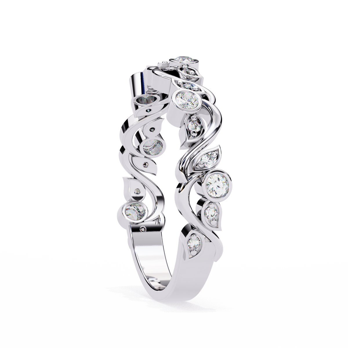 Reverra 14K Vine Leaf Diamond Eternity Band, CTTW-0.17