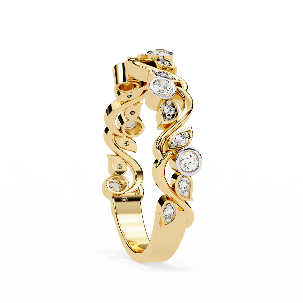 Reverra 14K Vine Leaf Diamond Eternity Band, CTTW-0.17