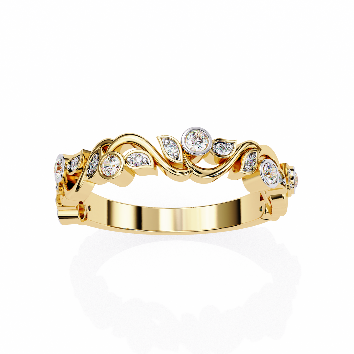 Reverra 14K Vine Leaf Diamond Eternity Band, CTTW-0.17