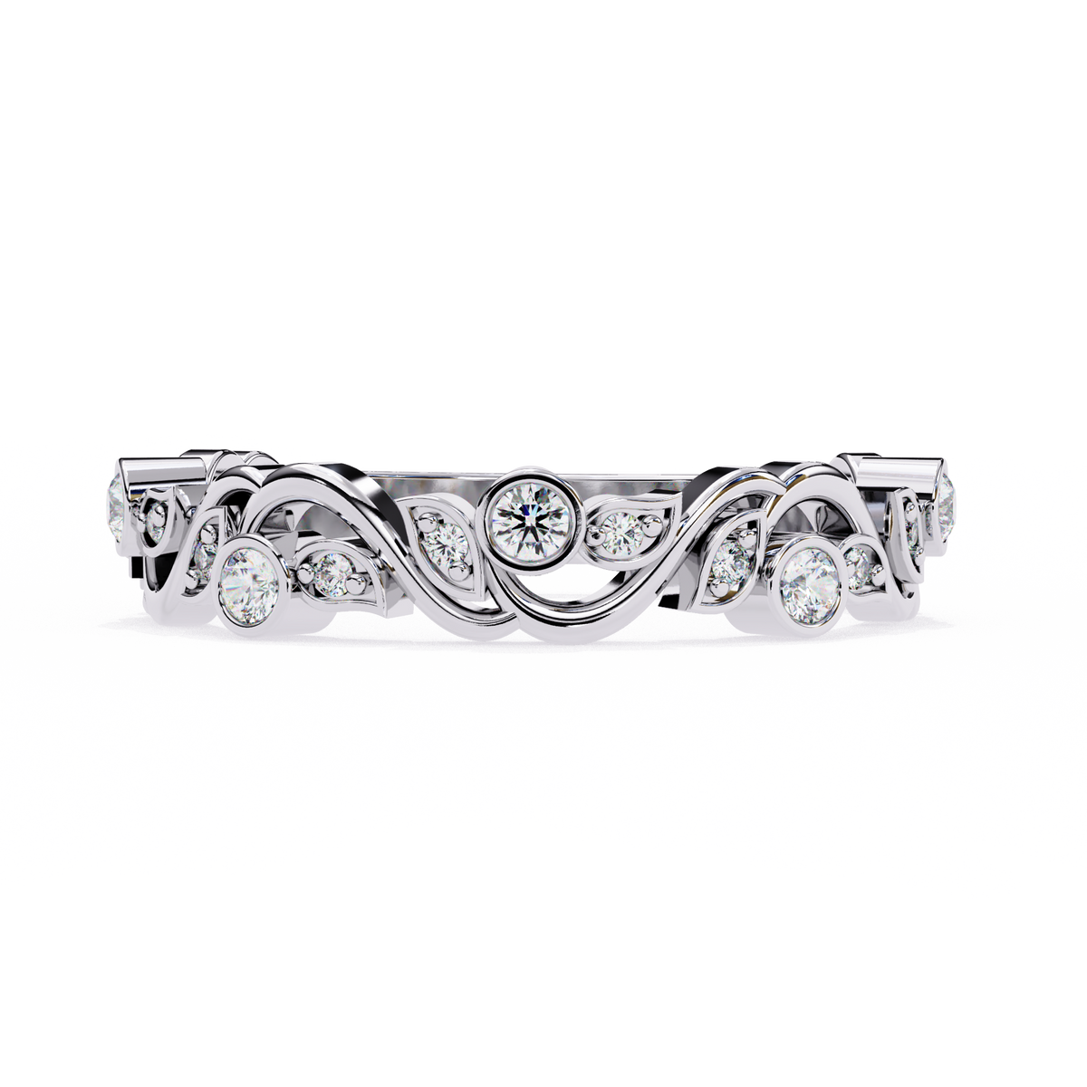 Reverra 14K Vine Leaf Diamond Eternity Band, CTTW-0.17