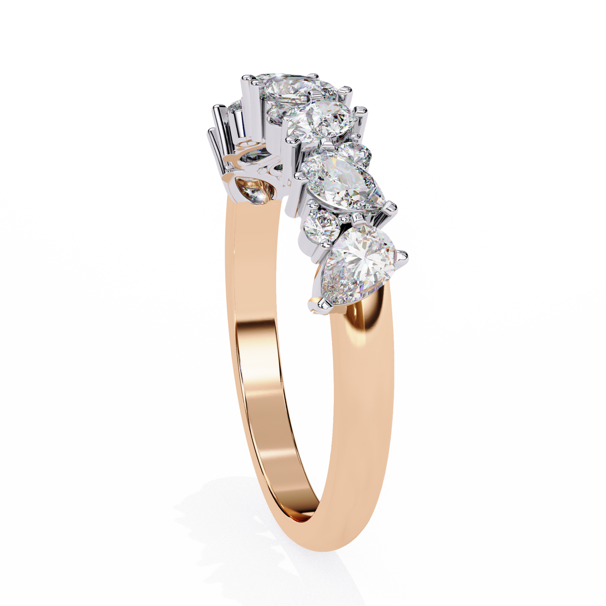 Reverra 14K Pear and Round Diamond Cluster Ring, CTTW-0.73