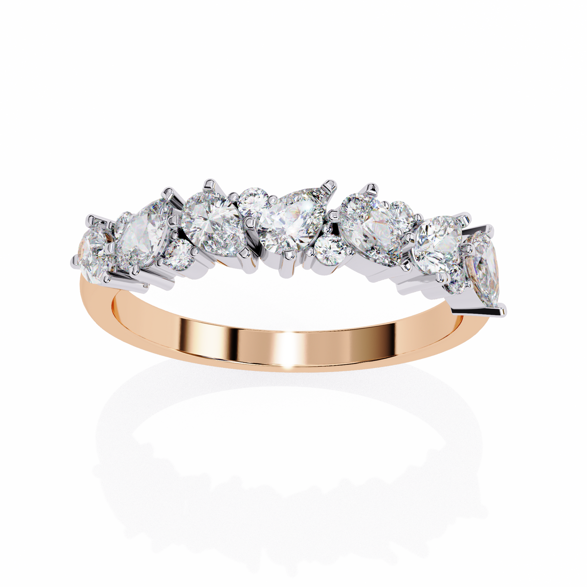 Reverra 14K Pear and Round Diamond Cluster Ring, CTTW-0.73