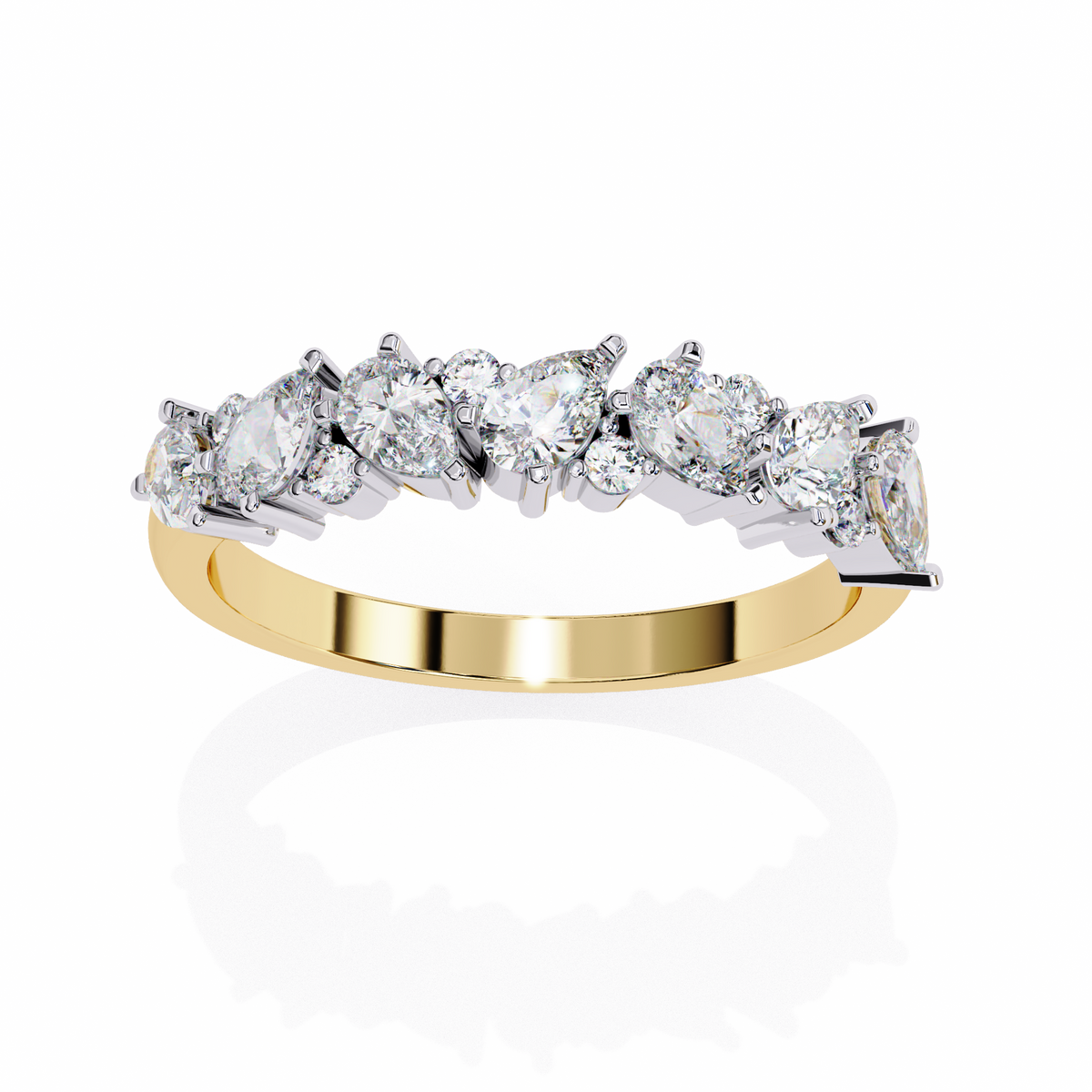 Reverra 14K Pear and Round Diamond Cluster Ring, CTTW-0.73