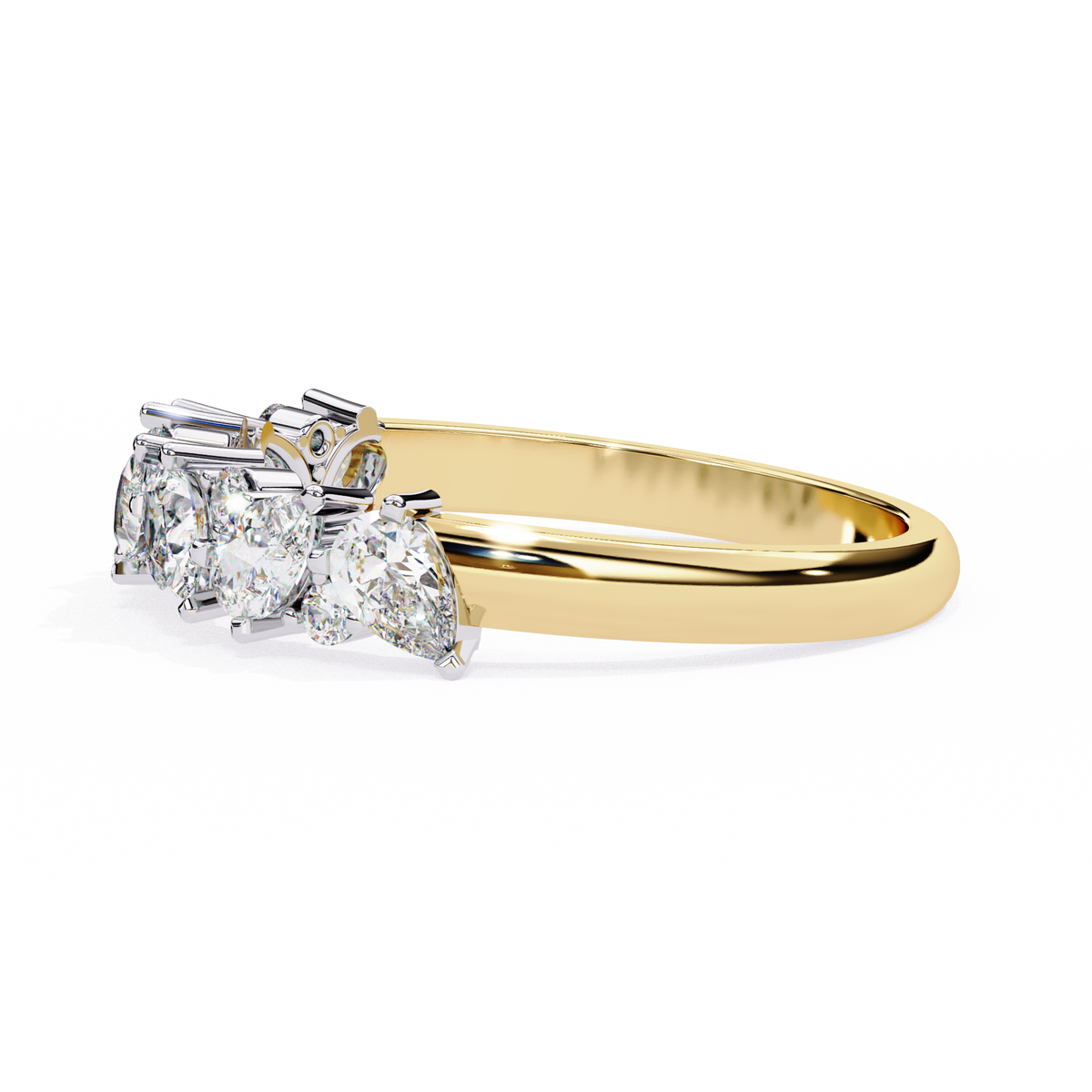 Reverra 14K Pear and Round Diamond Cluster Ring, CTTW-0.73